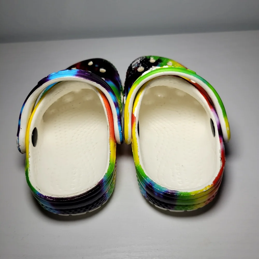 Crocs Baby Girl’s Rainbow Tie-Dyed Slip On Shoe Toddler Size 4